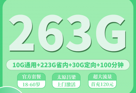 山西移动晋运卡39元263G+100分钟(只发山西太原,吕梁)-绿港通信号卡营业厅